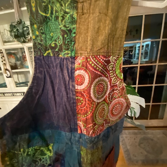 NWT Rising International Patchwork Overalls Made in Nepal - Picture 12 of 15